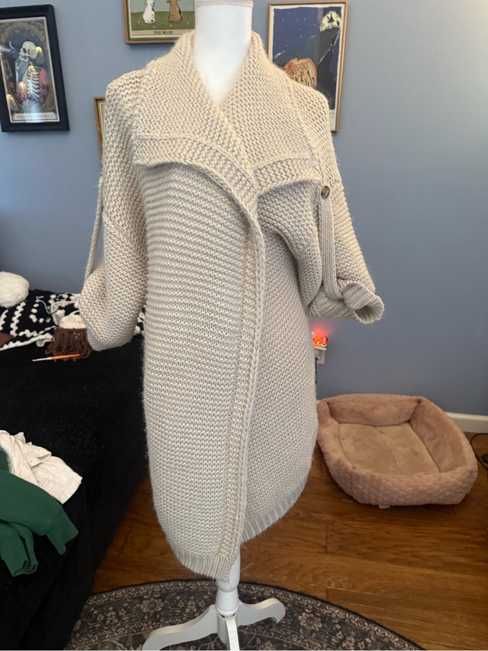 Elan Cream Open-Front Chunky Knit Cardigan
